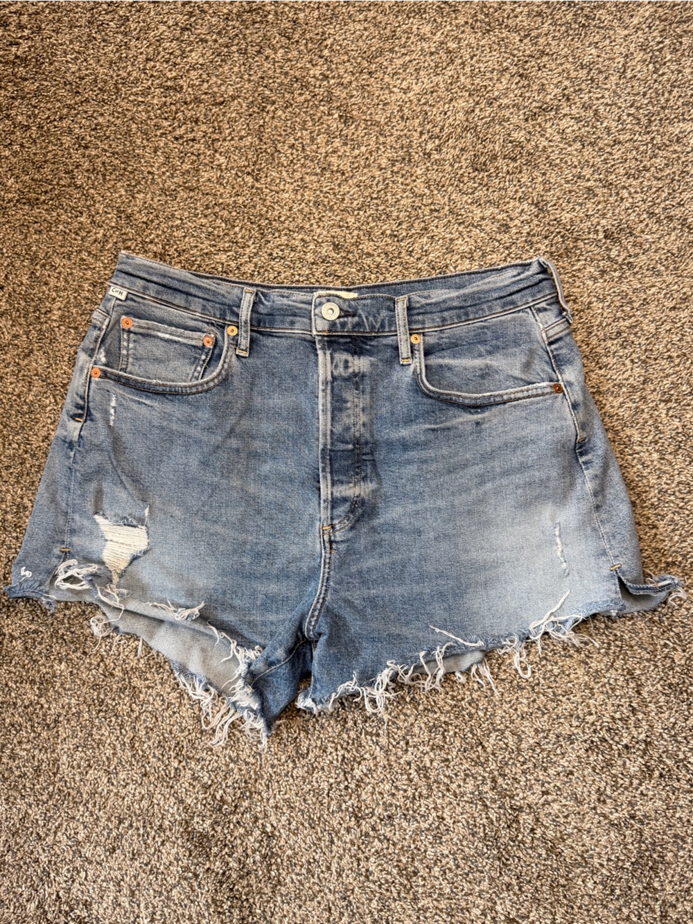 Citizens Of Humanity Light Blue Distressed Denim Cut-Offs Size 8